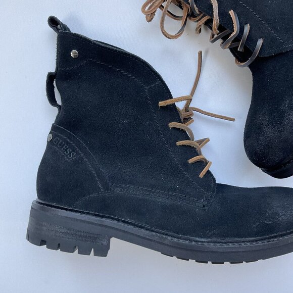 $99 G By Guess Men\'s Trenton Faux Leather And Canvas Ankle Black Boots Size 8 main image 9